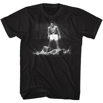 Muhammad Ali Mens S/S T-Shirt - Ali Over Liston - Solid Black