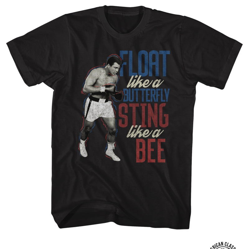 Muhammad Ali Mens S/S T-Shirt - Like A - Solid Black