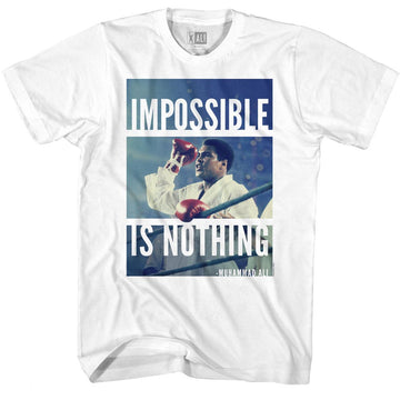 Muhammad Ali Mens S/S T-Shirt - Impossible Is Nothing - Solid White