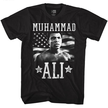 Muhammad Ali Mens S/S T-Shirt - Ali America - Solid Black