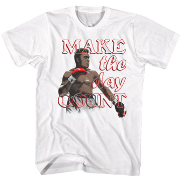 Muhammad Ali Mens S/S T-Shirt - Make It Count - Solid White
