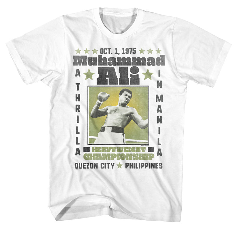 Muhammad Ali Mens S/S T-Shirt - A Thrilla - Solid White