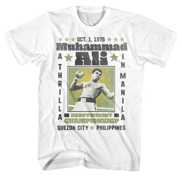 Muhammad Ali Mens S/S T-Shirt - A Thrilla - Solid White