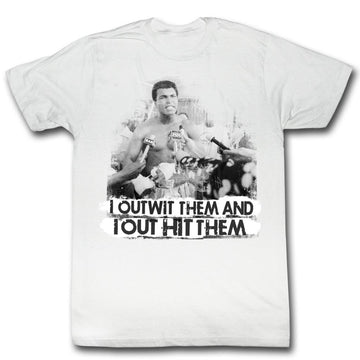 Muhammad Ali Mens S/S T-Shirt - Out Wit Out It - Solid White