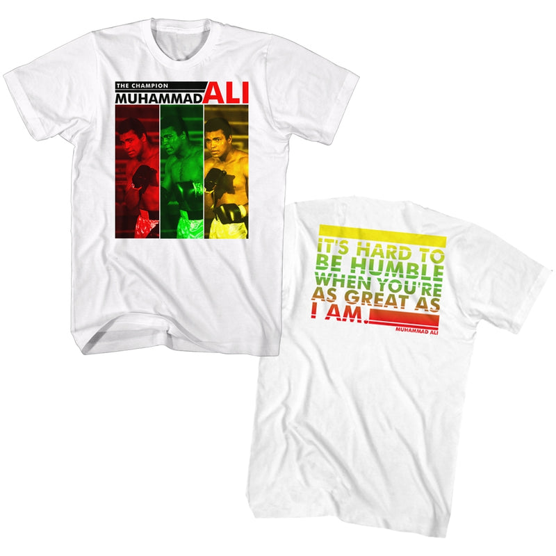 Muhammad Ali Mens S/S T-Shirt - The Champion - Solid White