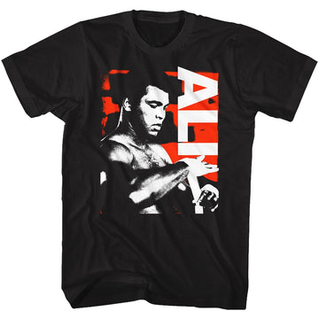 Muhammad Ali Mens S/S T-Shirt - Getting Ready - Solid Black