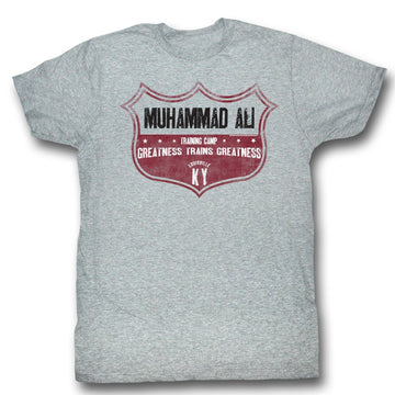Muhammad Ali Mens S/S T-Shirt - Ali Crest - Heather Gray Heather