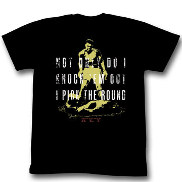 Muhammad Ali Mens S/S T-Shirt - Knocking - Solid Black