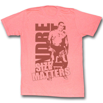 Andre The Giant Mens S/S T-Shirt - Size Peach - Heather Bright Orange Heather