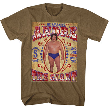 Andre The Giant Mens S/S T-Shirt - Sideshow Andre - Heather Mocha Heather