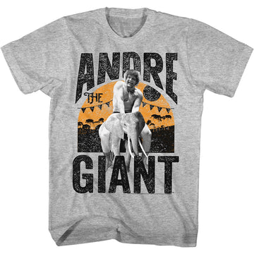 Andre The Giant Mens S/S T-Shirt - Elephant Ride - Heather Gray Heather