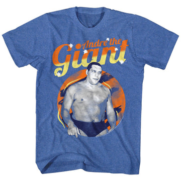 Andre The Giant Mens S/S T-Shirt - Retro Giant - Heather Royal Heather
