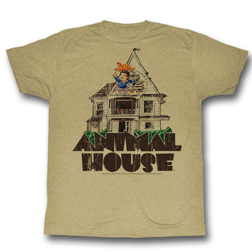 Animal House Mens S/S T-Shirt - Flag Flyer - Heather Khaki Heather