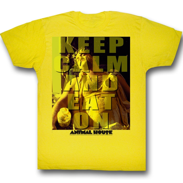 Animal House Mens S/S T-Shirt - Eat On - Solid Yellow - Inmyparentsbasement.com
