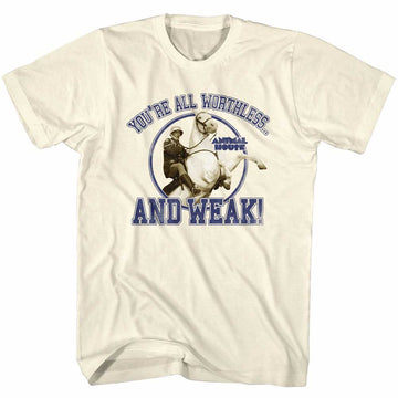 Animal House Mens S/S T-Shirt - Worthless And Weak - Solid Natural