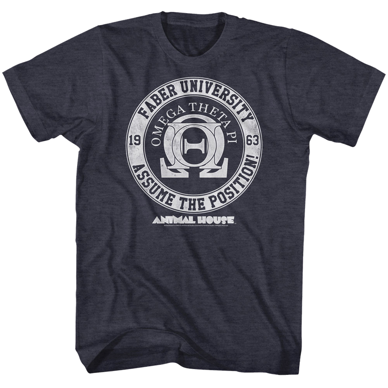 Animal House Mens S/S T-Shirt - Omega Theta Pi - Heather Navy Heather