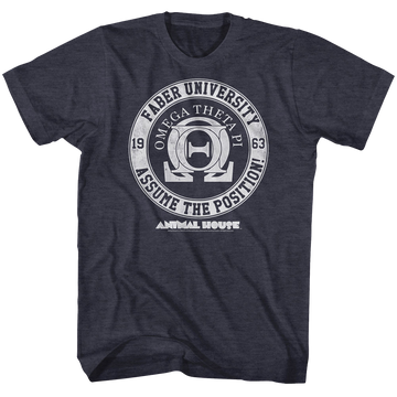 Animal House Mens S/S T-Shirt - Omega Theta Pi - Heather Navy Heather