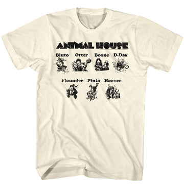 Animal House Mens S/S T-Shirt - Cartoons - Solid Natural