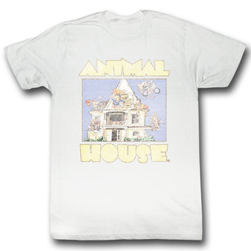 Animal House Mens S/S T-Shirt - Cartoon - Solid White