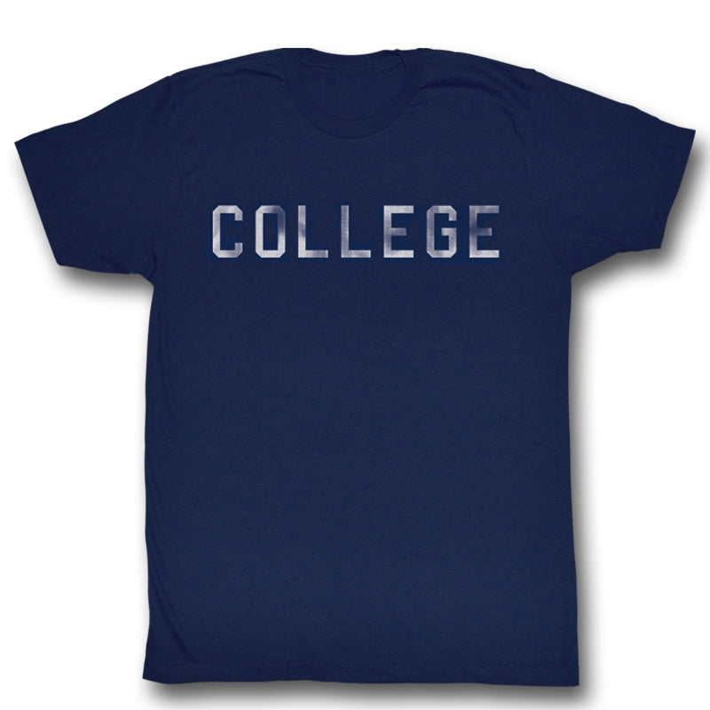 Animal House Mens S/S T-Shirt - Distress College - Solid Navy - Inmyparentsbasement.com