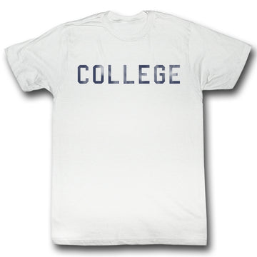 Animal House Mens S/S T-Shirt - Distress College - Solid White