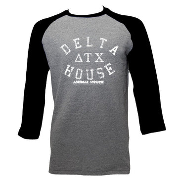 Animal House Mens 3/4 Sleeve Raglan - Delta House - Heather/Heather Gray Heather/Vintage Smoke