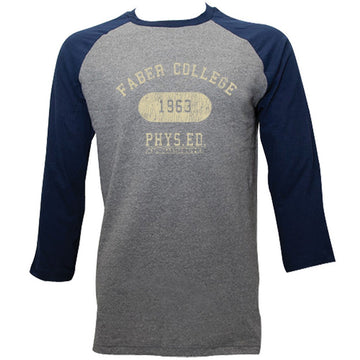 Animal House Mens 3/4 Sleeve Raglan - Faber Phys Ed - Heather/Solid Gray Heather/Dark Navy
