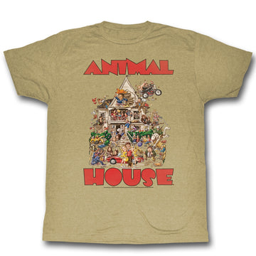 Animal House Mens S/S T-Shirt - The House - Heather Khaki Heather