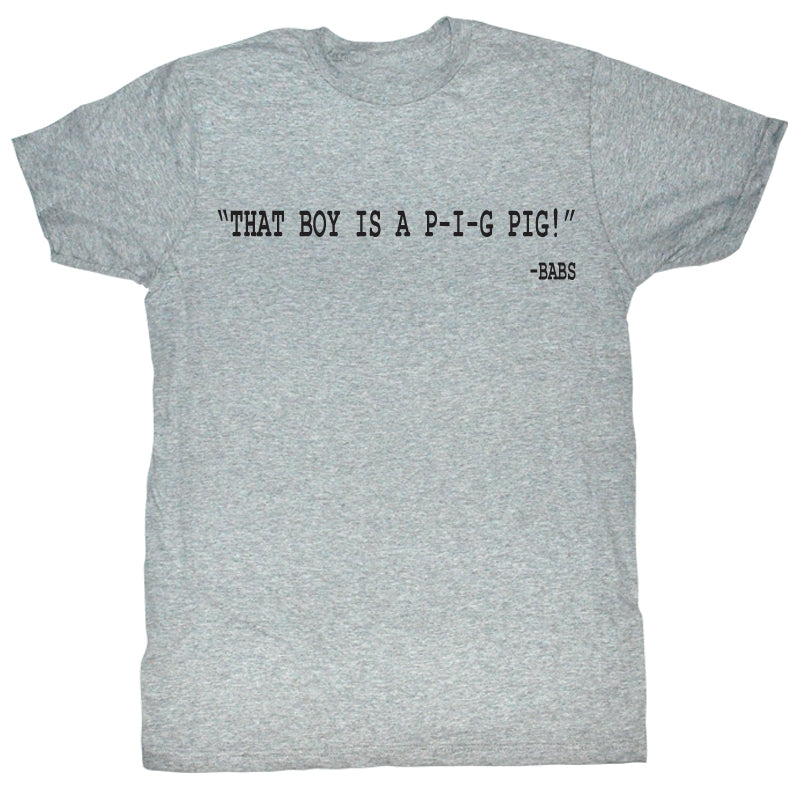 Animal House Mens S/S T-Shirt - Little Piggie Stayed Home - Heather Gray Heather