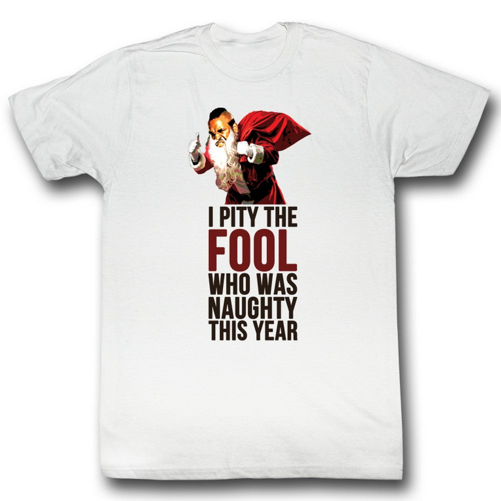 Mr. T Mens S/S T-Shirt - Naughty Fool - Solid White