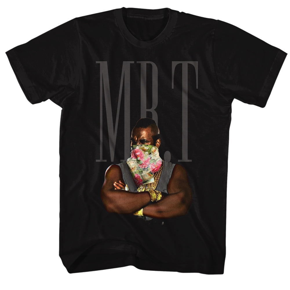 Mr. T Mens S/S T-Shirt - Flower T - Solid Black