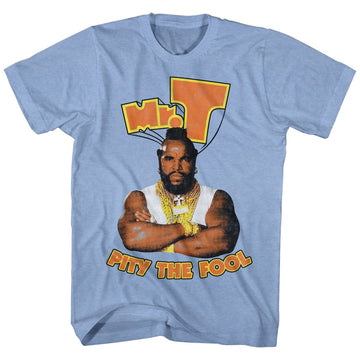 Mr. T Mens S/S T-Shirt - Pity - Heather Light Blue Heather