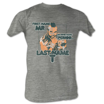 Mr. T Mens S/S T-Shirt - Last Name T - Heather Gray Heather