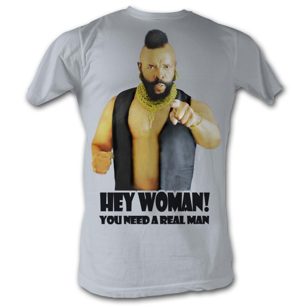 Mr. T Mens S/S T-Shirt - Hey Woman - Solid Silver