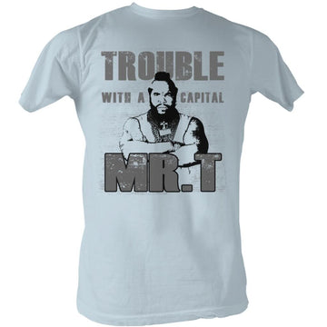 Mr. T Mens S/S T-Shirt - Trouble - Heather Light Blue Heather