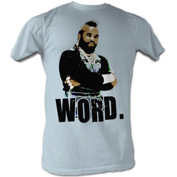 Mr. T Mens S/S T-Shirt - Word - Heather Light Blue Heather