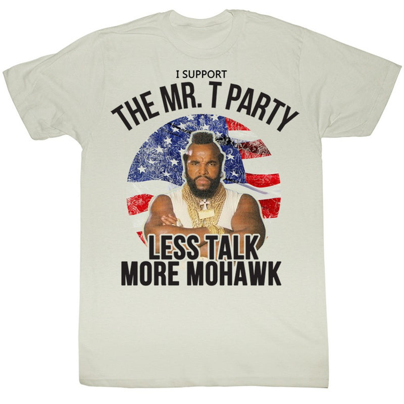 Mr. T Mens S/S T-Shirt - Less Talk More Mohawk - Solid White