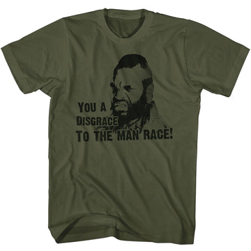 Mr. T Mens S/S T-Shirt - Disgrace - Solid Military Green