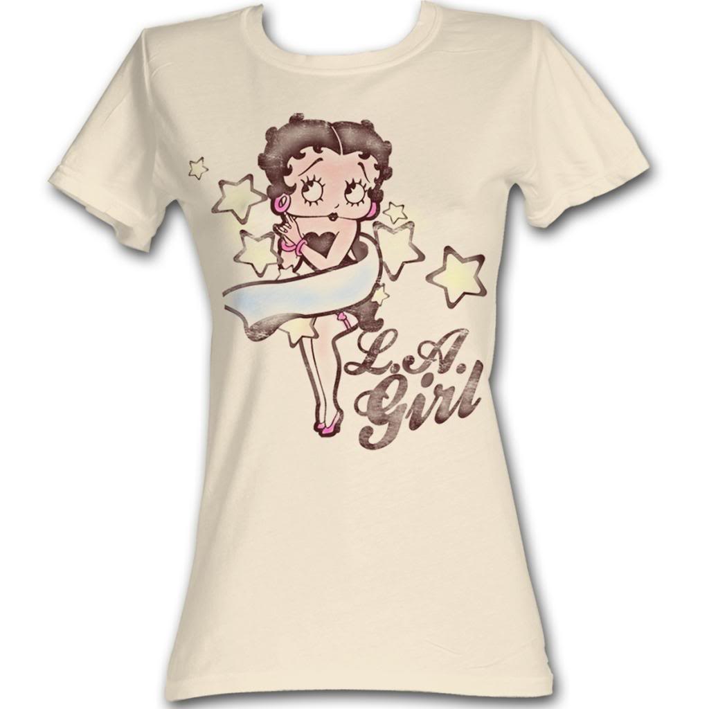 Betty Boop Girls Juniors S/S T-Shirt - La Girl - Solid Natural