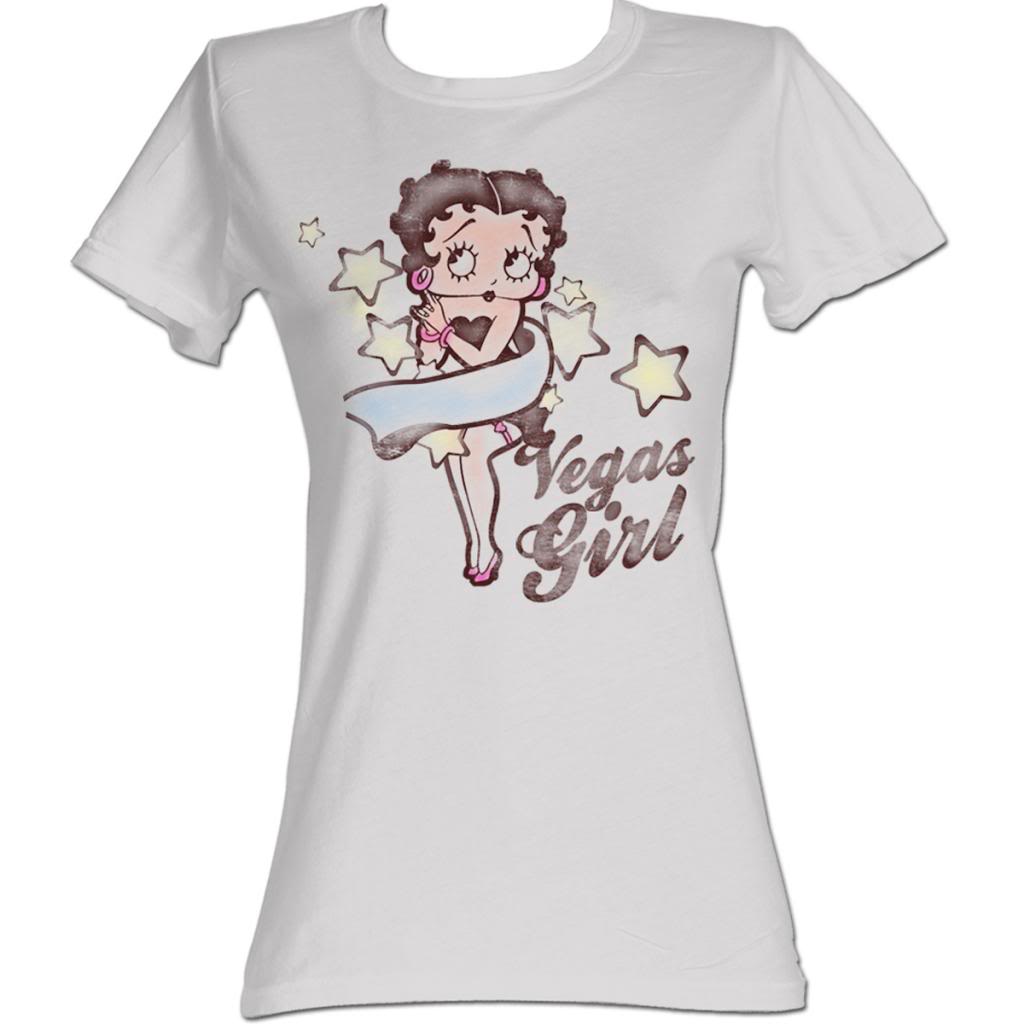 Betty Boop Girls Juniors S/S T-Shirt - Vegas Girl - Solid Silver