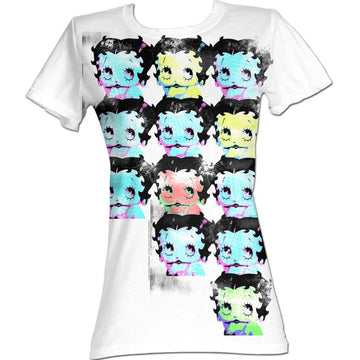 Betty Boop Girls Juniors S/S T-Shirt - Warhol-Esqe - Solid White