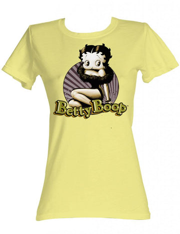 Betty Boop Girls Juniors S/S T-Shirt - Betty Circle - Solid Yellow