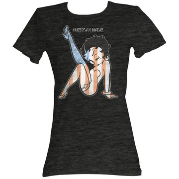 Betty Boop Girls Juniors S/S T-Shirt - American Made - Heather Black Heather