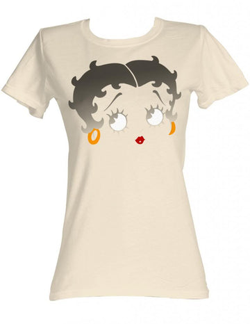 Betty Boop Girls Juniors S/S T-Shirt - Boopface - Solid Natural