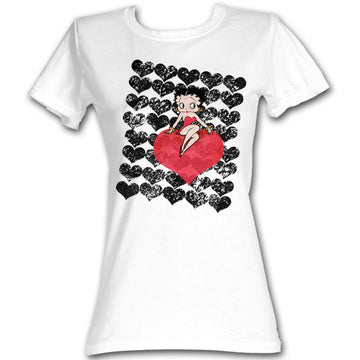 Betty Boop Girls Juniors S/S T-Shirt - Hearty - Solid White