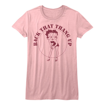 Betty Boop Girls Juniors S/S T-Shirt - Backin Up - Solid Light Pink