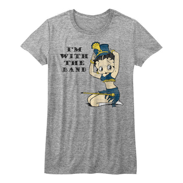 Betty Boop Girls Juniors S/S T-Shirt - Follow The Beat - Heather Gray Heather