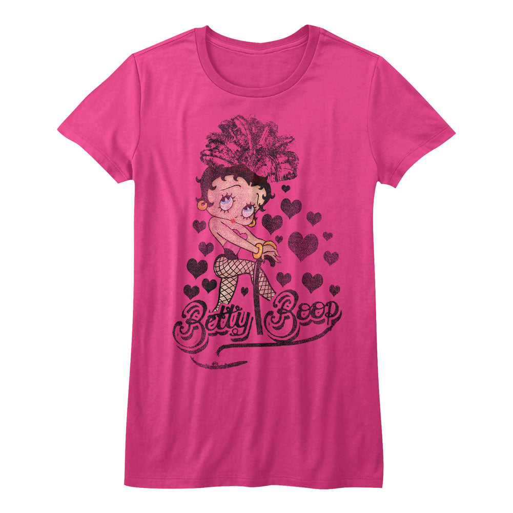 Betty Boop Girls Juniors S/S T-Shirt - Chillin' - Solid Red