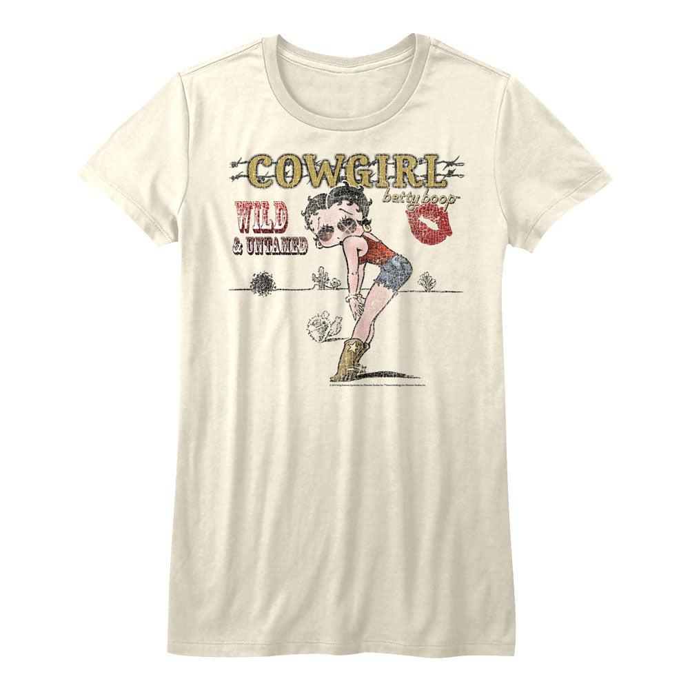 Betty Boop Girls Juniors S/S T-Shirt - Ghetto Cowgirl - Solid White
