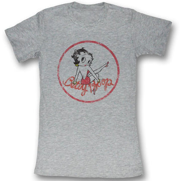 Betty Boop Girls Juniors S/S T-Shirt - Boopen It - Heather Gray Heather